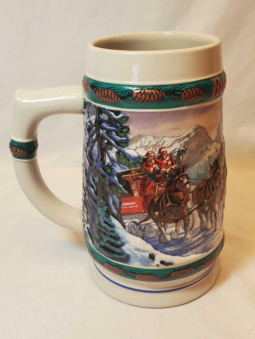 Budweiser Vtg 1993 Special Delivery Holiday Ceramic Beer Stein Nora Koerber